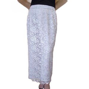Long Gray/Silver-Color Lace Skirt